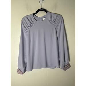 Prose&Poetry Light Lavender Long Sleeve Rouched Shoulder Blouse Sz S
